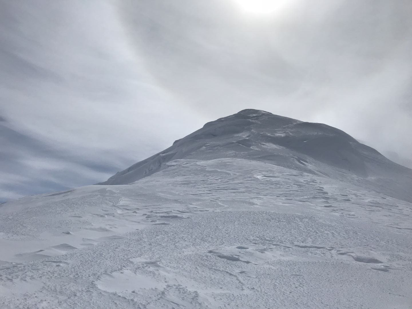 Looking south to the summit of 12525 ft Kahiltna Dome